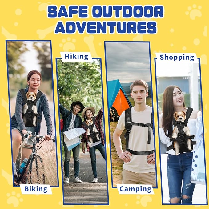 Dog Backpack Carrier, Legs-Out Front Carrier for Small Medium Dogs, Adjustable Breathable Front Carrier for Hiking, Cycling, Travel
