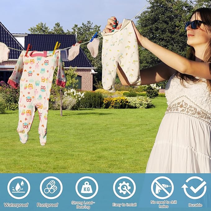 Retractable Clothesline Indoor Outdoor, 16.7 Ft Heavy Duty Wall Mount Automatic Retracting Clothes Lines for Laundry Room, Bathroom & Travel Rv