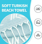 YSYJ 18 Pack Turkish Beach Towel 36 x 71 Inches Beach Towels Soft Lightweight Extra Large Pool Towels Quick Dry Sand Free Turkish Bath Towels Blue