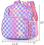 mibasies Kids Backpack for Girls: Girls Backpack 5-8 - Kindergarten Elementary School Bookbag for Girl - Checkerboard