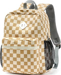 STEAMEDBUN Corduroy Kids Backpack for Girls Boys 3-8, Boys Girls Backpack for Elementary Kindergarten - Checkered