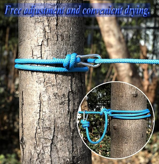 Clothesline Clothes Drying Rope Portable Travel Clothesline Adjustable for Indoor Outdoor Laundry Clothesline, Perfect Windproof Clothes Line, Hanger for Camping Travel & Home Use(White)