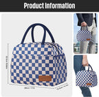 douyadady Lunch Bag Women/Men Lunch Box Women/Men (Blue+Beige Checkerboard)