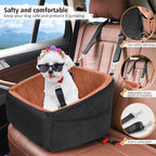 NEEZUKAR Dog Car Seat for Small Medium Dogs,Detachable Washable Dog Booster Seat Under 30lbs, Pet Car Seats Travel Bed with Storage Pockets and Safety Belt(Black/Z)