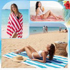 EBOOT 10 Pack Oversized Beach Towel Set Extra Large Pool Towels Microfiber Quick Dry Swim Blanket for Adult Women Men Face Hand Body Bath Travel Pool(Bright Color,31 x 63 Inch,Cabana Stripe)