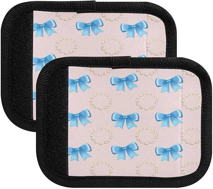 Bow Tie 2 Pack Neoprene Suitcase Wraps, Luggage Handle Wraps with ID Tag, Non-Slip Suitcase Handle Covers for Travel, Bag Strap Pad