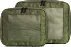 Aerotrunk Compression Packing Cubes for Travel - Luggage Organizer Bags - Double Zipper Packing Cubes for Suitcases (2-Pack, Olive)