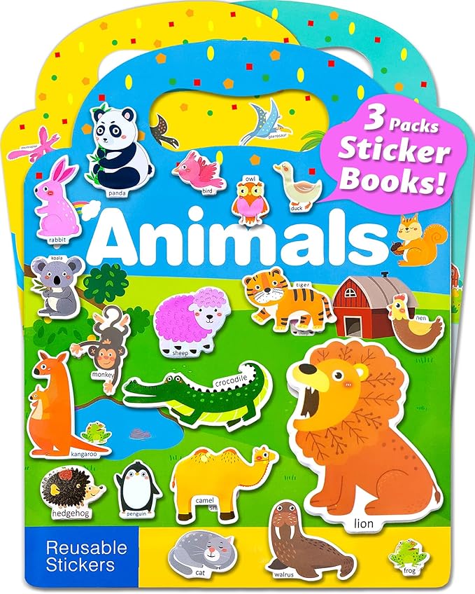 Walenced Reusable Sticker Book for Toddlers, Stickers for Kids, Toddler Sticker Book, Toddler Craft Activities, Toddler Travel Toys Boy Girl Birthday Gifts