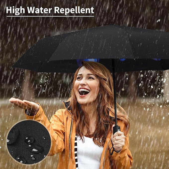 Seniny Windproof Travel Umbrella, Automatic Umbrellas for Rain, Portable & Compact Umbrellas for Backpack, Strong UV for Protection, Folding Small Sun Umbrella for Car, Walking