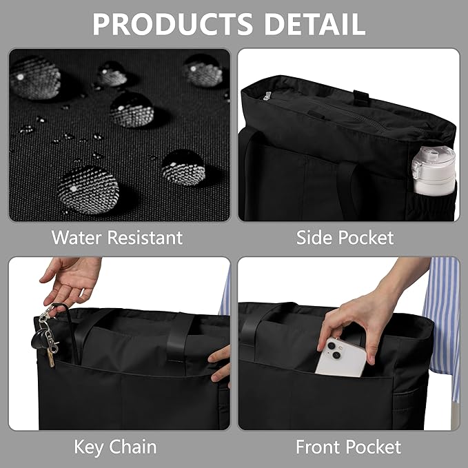 Women's Tote Bag with Zipper - Yoga Nurse Work Laptop Gym Dance Travel Diaper Bag with Compartments Multi Pocket