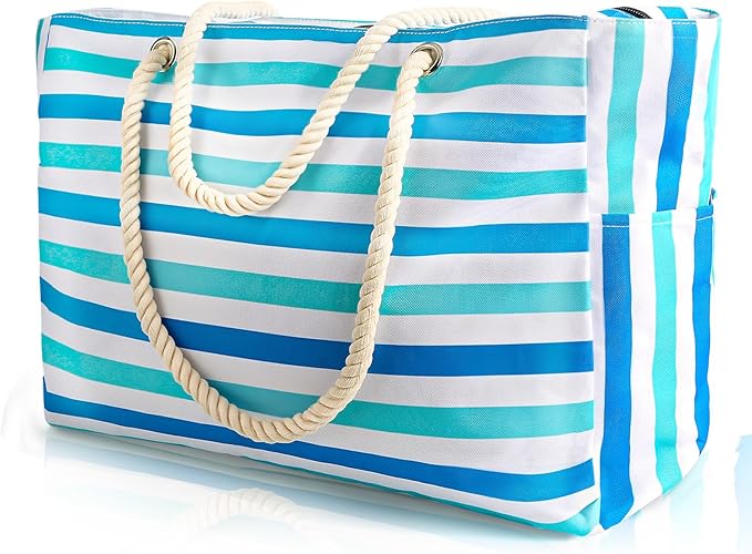 SRISE Large Beach Bag for Women & Men, Beach Bags Waterproof Sandproof, Travel Tote Bag, Swim Pool Bag for Family Outdoor