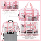 Abbylike Clear Bag Large Heavy Duty Tote for Stadium Events 20" Duffle Transparent Gym Bag for Sport Event Travel Makeup Work