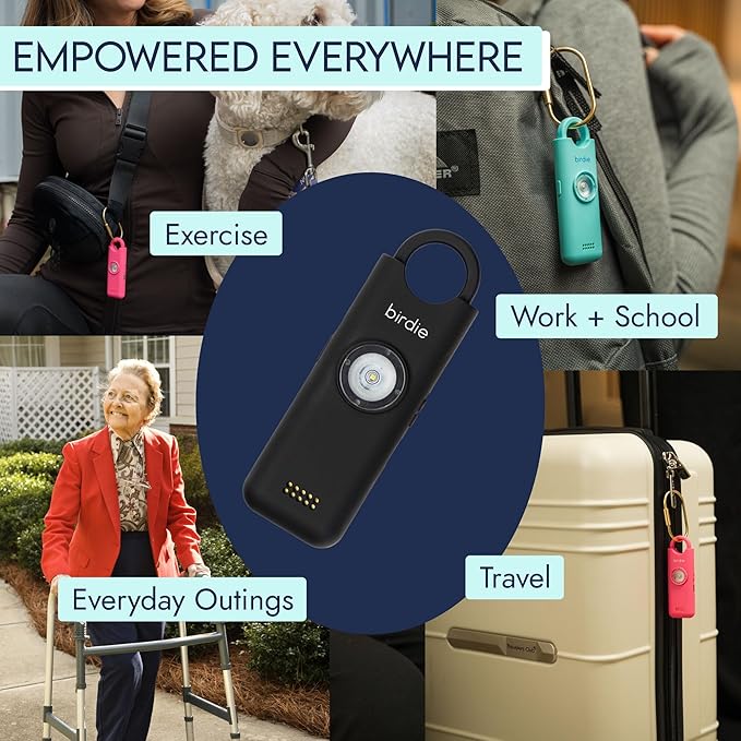 She’s Birdie 3.0 New Version – The Original Personal Safety Alarm for Women by Women–Loud Siren, Flash Light and Rechargeable Battery in a Variety of Colors (Charcoal Black)