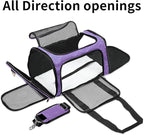 Soft-Sided Cat/Dog/Pet Carrier, Collapsible Pets Travel Carriers for Big Cats/Small Dogs with Shoulder Strap & Removable Mat, Mesh Puppy Carry Bag, Up to 25 Lbs(Purple)