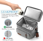 MIYCOO Lunch Bag & Lunch Box for Women Men, Double Deck Leakproof Insulated Soft Large Adult Camping Cooler bag for Work, Beach, Picnic, Travel (Grey, 15L)