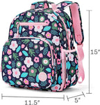 mibasies Kids Backpack for Girls: Girls Backpack 5-8 - Kindergarten Elementary School Bookbag for Girl - Pulan Flower Pink