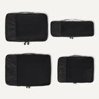 Amazon Essentials 4-Piece Space-Saving Packing Cubes Travel Accessories Set, Luggage Organizer with Double Zipper, Mesh Top, Small/Medium/Large/Slim, Black (Previously Amazon Basics)