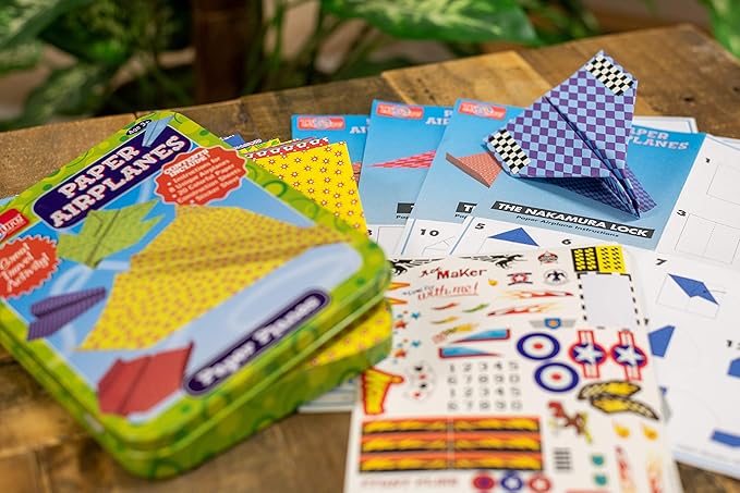 TS Shure by Bendon Paper Airplanes Mini Activity Tin with 20 Paper Airplanes and Sticker Sheet 50435