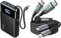 INIU Smallest 45W 20000mAh Power Bank with Built-in USB-C Cable & 240W Fast Charging [6.6ft, 2-Pack] Type C Charger Cord Combo