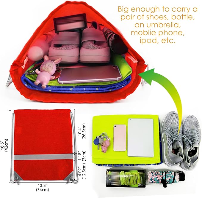 BeeGreen 30 Pieces Red Drawstring Bags Bulk String Backpacks, Cinch Sacks for Gym Sport Trip, Reflective Strips DIY for Women and Men