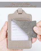 Teskyer Luggage Tags, 3 Pack Premium PU Leather Luggage Tags Privacy Protection Travel Bag Labels Suitcase Tags