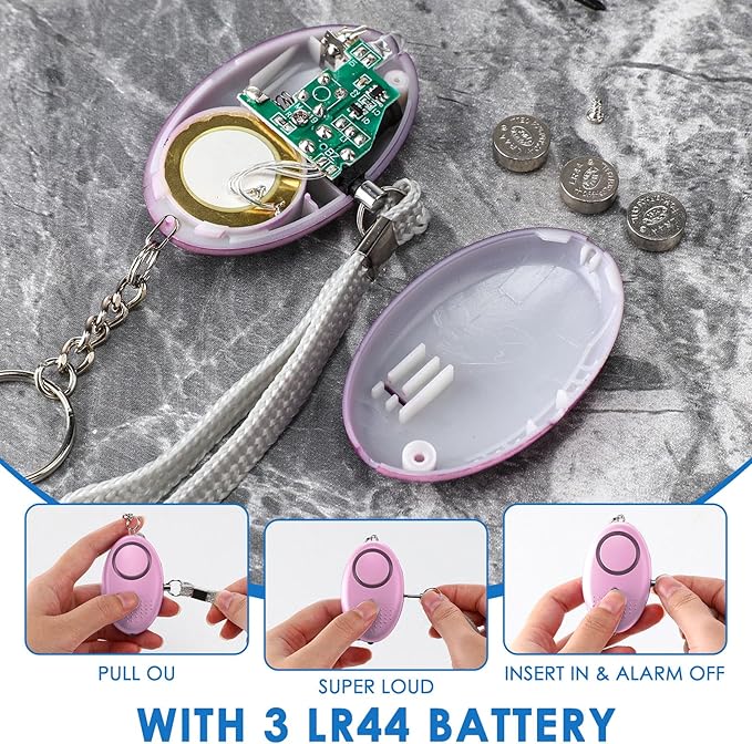 Kanayu 4 Pcs Personal Alarm Bulk 130DB Safe Sound Emergency Safety Self Defense Security Alert Keychain with Led Light Personal Protection Alarm for Women Girls Kids Elderly (Colorful Color)