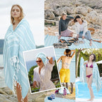 Eliamo Turkish Beach Towel Set of 6 Beach Towels Cotton Quick Dry Sand Free 36 x 71 inch Turkish Towel Oversized Lightweight Beach Towels Blue