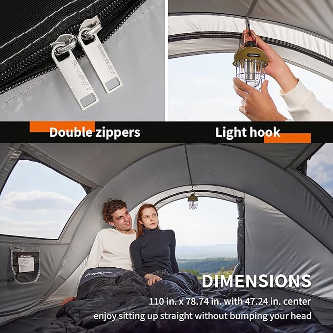 EchoSmile Pop Up Camping Tent, 2/4/6 Person Easy Setup Tent, Water Resistant Dome, Portable with Carry Bag
