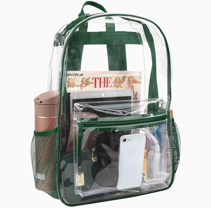 Trail maker Clear Backpack Heavy Duty with Padded Straps, Side Pockets for Kids, Boys, Girls, School, Stadium Approved Events