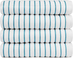 Black & White Brands Brazilian Beach/Pool/Bath Towel - Ultimate Absorbent Luxury XL 36x70 100% Cotton Wave (4 Towels, Turquoise Poly Stripe)