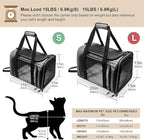 Pet Carrier for Small Dogs Cats, Up to 15Lbs, Airline Approved Collapsible Travel Puppy Carrier, 17x11x11 Inches, Grey