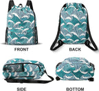 Drawstring Backpack with Mesh Pockets String Gym Bag Sackpack Sandproof Water Resistant Beach Backpack for Men Women