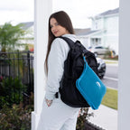 BlueHills Premium Soft Travel Blanket Pillow Airplane Blanket in Soft Bag case with Hand Luggage Belt and Carabiner Compact Pack Large Cozy Plane Car Train Teal Blue T022