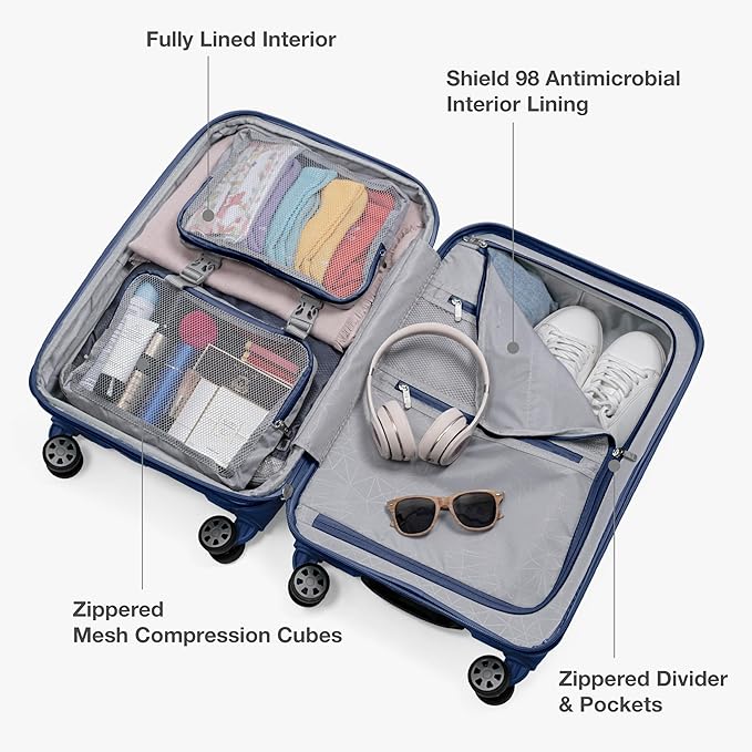Traveler's Choice Pagosa Hardshell Expandable Luggage with Spinner Wheels, Navy, 26-Inch Medium