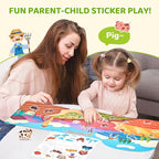 JoyCat Reusable Sticker Book - Animal Stickers for Toddlers, Kids Sticker Activity Book, Travel Toys for Road Trip, Car & Airplane, Educational Learning Gifts for Boys and Girls Ages 3-5 (Farm)