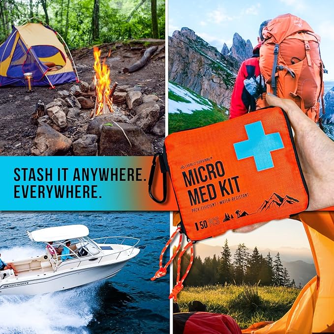 EVERLIT Mini First Aid Kit [3-Pack], Ultralight Compact Water-Resistant Hiker Medical Kit, Bulk First Aid Kit, Pack-Efficient for Camping, Hiking, Ourdoor Adventure, Travel, Pack of 3