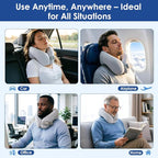jiaao Memory Foam Neck Pillow for Travel & Airplanes, Adjustable Travel Pillow for Long Flights & Road Trips, Includes Eye Mask, Earplugs & Bag