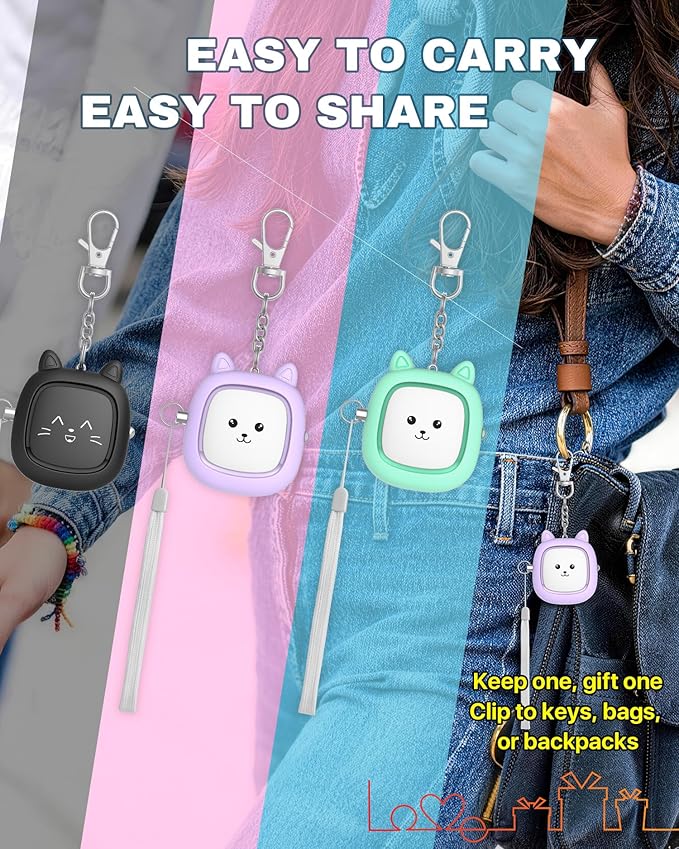 Personal Safety Alarm, VIGOROAD 3 Pack Loud 130dB Siren Emergency Panic Alarm with LED Light, Easy Pull Pin Keychain Self-Defense Security Alarm for Women, Seniors, Kids