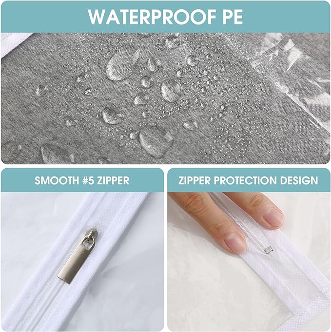 60" Dress Bags for Gowns, 6 Packs All Clear Garment Bags for Hanging Clothes, Plastic Waterproof Dress Cover with Zipper for Dresses, Coats, Uniforms (Set of 6)