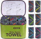 4Monster 4-Pack Quick Dry Microfiber Travel Towels – Super Absorbent, Ultra-Soft Camping Towel Set with Water-Resistant Bag, Lightweight & Compact for RV, Gym, Beach, Pool, Swimming, and Family Trips