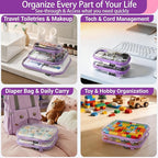YQBRAO 3-Pack Clear Hard Shell Zipper Case - Purple Edition, 1.2mm Heavy-Duty Crush-Proof Travel Makeup Bag, TSA Approved Clear Zipper Pouches, Rigid Diaper Bag Organizer for Tech & Daily Essentials