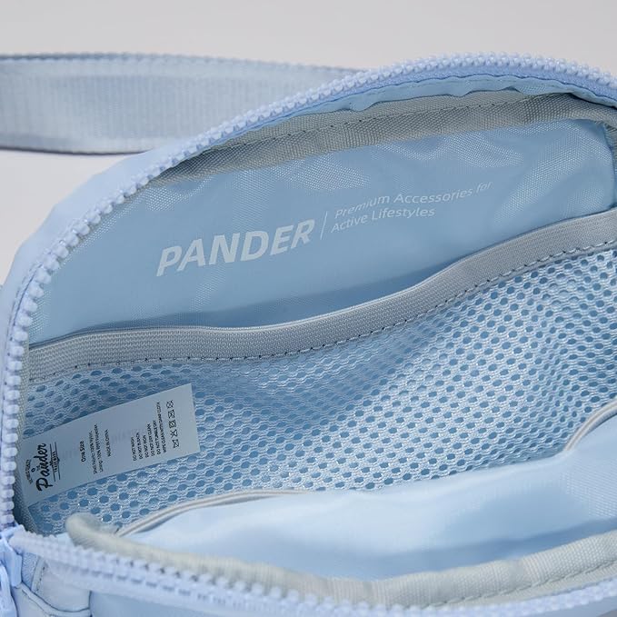 Pander Two Way Zipper Fanny Pack Nylon Everywhere Belt Bag for Women, Water Repellent Waist Packs, Crossbody Bags with Adjustable Strap (Windmill Blue).