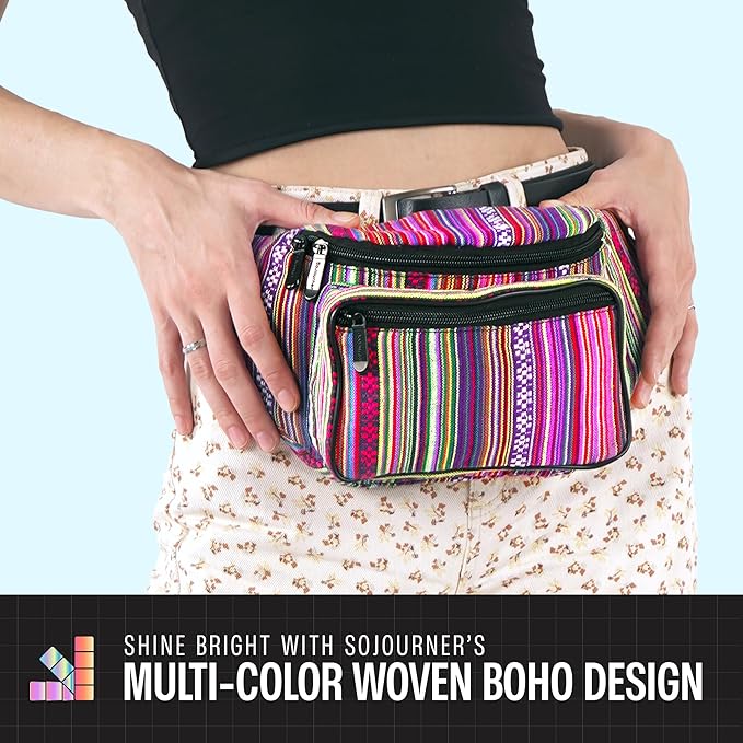 Fanny Pack Belt bag - Crossbody Waist Bag for Men or Women - Hands-Free, Waterproof Large Bumbag for Hiking, Running, and Travel (Rose Vert)