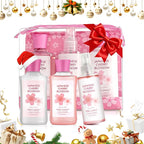 Bath and Body Travel Gift Set, 3pcs Travel Size Shower Gel Body Lotion Fragrance Mist Christmas Birthday Gift TSA-Friendly for On-the-Go Self-Care (3PCS, Japanese Cherry Blossom)