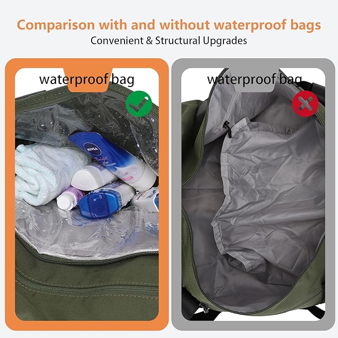 Gym Bags for Men with Side Pocket, 38L Sports Gym Duffle Bag with Wet Pocket&Shoe Compartment, Large Waterproof Sport Duffel Bag for Travel, Sports, Workout(Olive Green)