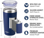 SUNWILL Travel Coffee Tumbler 20 oz, Insulated Mug with Lid, Stainless Steel Cup for Outdoor, Powder Coated Navy