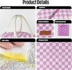 douyadady Lunch Bag Women/Men Lunch Box Women/Men (Purple+Pink Checkerboard)