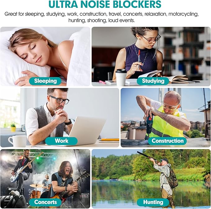 100 Pairs Black Foam Ear Plugs - 33dB NRR Noise Cancelling, Durable & Comfortable, Individually Wrapped for Work, Construction, Shooting, Travel, Loud Events
