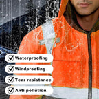 HYCOPROT Hi-Vis Safety Jacket for Men High Visibility Reflective Bomber Winter Waterproof Work Construction Coat ANSI Class 3