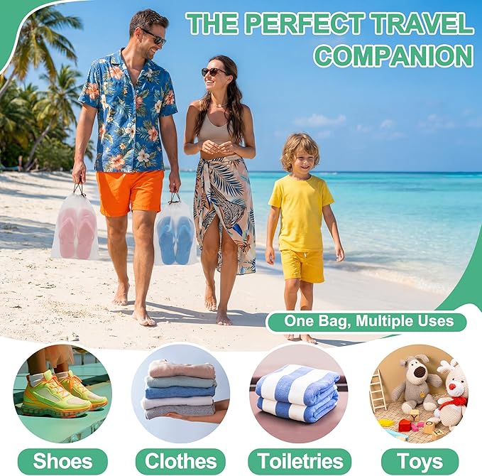 KLASIT Shoe Bags for Travel,Large Waterproof Portable Drawstring Clear Shoe Bags,Travel Essentials for Men and Women,15.7 x 11.8 inches, 5 PACK
